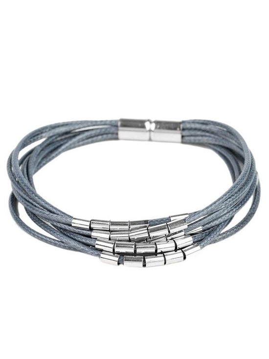 paparazzi Jewelry - Lay Low - Silver Accent Gray Cording Magnetic Bracelet